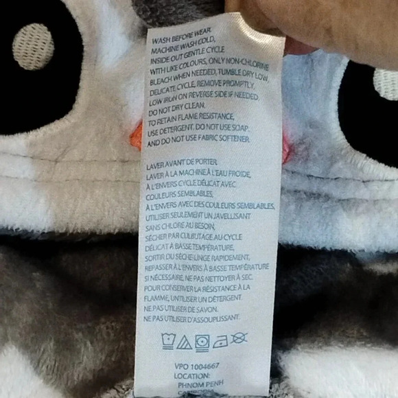 JelliFish Kids Gray Plush Turkey Hooded Onesie with White  Hearts in Size M 7-8 - Picture 7 of 12